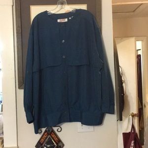 Josephine Woman Teal Blue Cape Button Front Shirt
